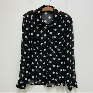 Guess Sheer Polka Dot Button Down